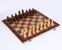 48 x 48 cm mit Figuren im Holzkasten NEU Schach Dame Backgammon Maße ca 