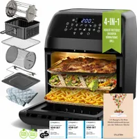 Stillstern Heißluftfritteuse 12L mit LED-Touchscreen, XXL Rezeptbuch auf Deutsch, 12 Programme, Vorheizen&Warmhalten, 1800W Heissluftfritteuse Air Fryer XXL ohne Öl Dörren Minibackofen Camping Grill