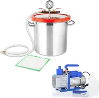 Mucola Set Vakuová pumpa Vakuová pumpa + odplyňovací komora Vakuová komora Hliníkový kompresor Komora pro zachycení pryskyřice - 127 l/min Pumpa + 17l komora