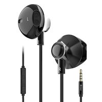 Baker Kopfhörer mit Kabel, 3,5mm HiFi-Ohrhörer mit Mikrofon Stereo Earphones, schwarz
