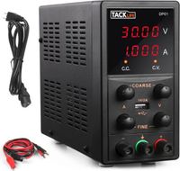 TACKLIFE Laboratórny napájací zdroj, 0-30V / 0-5A, nastaviteľný, DC so 4-miestnym LED displejom, ampérmeter DP01