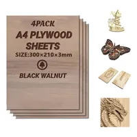 4 x A4 překližkový list 3 mm | Bassen ořechový list - tenké dřevěné přířezy| Ideální list pro frézování, pyrografii, řezání laserem, CNC frézování