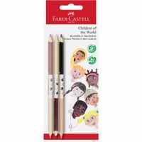 Faber-Castell 116511 - Kredki ołówkowe w odcieniach skóry - dwupunktowy zestaw 3 - Skóra dzieci świata