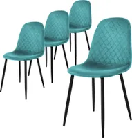 ML-Design 4er Set Esszimmerstuhl mit Rückenlehne, Petrol, aus Samt