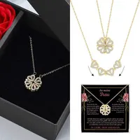 An meine Frau - 2in1 Halskette mit Kleeblatt- und Herzmotiv für Damen mit Rose Geschenk Box - ALAYA_CLOVERIE_ROSEBOX