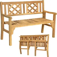 Klappbare Gartenbank bis 320 kg belastbar, Holzbank mit Armlehnen, Sitzbank aus Akazienholz, Parkbank für 2-3 Personen, 120 x 56 x 90 cm, für Terrasse & Balkon & Garten, Natur