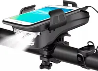 LED Fahrradlicht, Fahrradlampe Vorne & Fahrrad Licht mit Handyhalterung und Powerbank,Wasserdicht Fahrradlampe Perfekt für Radfahren,Camping,Wandern,Schwarz