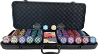 Pegasi Deluxe Pokerset 500PCS Koffer für Poker - Texas Hold'em Poker Set -  Clay Classic Star Pokerchips - 5 Würfel - Dealer Button - 2 Decks professionellen Plastik - Luxe Pokerkarten Koffer