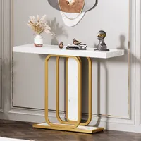 Tribesigns Modern Konsolentisch, 105 cm Eingangtisch, Flurtisch mit geometrischen Metallbeinen, Faux Marmor Holz Sofatisch Foyertisch für Eingang