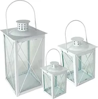 3er Set schöne Laternen Windlicht Weiß Metall mit Griff