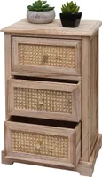 Komoda z szufladami HWC-K87, szafka z szufladami, drewno rattanowe 63x40x28cm ~ kolor naturalny