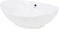 LuxeBath Waschbecken Aufsatzwaschbecken Oval, 59x39x20 cm, Weiß, aus Keramik