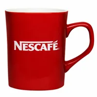 Nescafé Kaffeebecher, Kaffee Becher, Kaffeetasse, Tee Tasse, Eckig, Rot, 230 ml