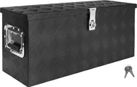 Deichselbox Schwarz Werkzeugkasten Truckbox Alu Box Anhänger Kiste mit Deckel Abschließbar Alubox Transportbox Werkzeugbox Aluminium Aufbewahrungsbox D055 trucky