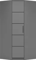 Eckkleiderschrank Kleiderschrank Schrank 96cm x 96 cm Grau/Grau ohne Spiegel Santi