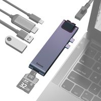 Baseus Multifunctional HUB 7in1 USB C Thunderbolt Dockingstation (MacBook Pro 2016 / 2017 / 2018) grau