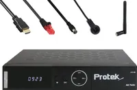 Protek X2 Twin-Sat-Receiver 4K UHD H.265 E2 Linux 2.4 GHz WiFi 2x DVB-S2 inkl. Koax- & Netzwerkkabel