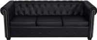 vidaXL 3-osobowa sofa Chesterfield ze sztucznej skóry, czarna