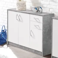 Kommode Standschrank Sideboard Beistellschrank Holzkommode Schrank "Olli V" Beton / Weiß
