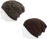 Oblique Unique Long XXL Beanie Mütze zweiseitig Herren Winter Mützen - brown-white