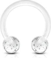 viva-adorno 1,2mm Hufeisen Piercing Lippenpiercing Augenbrauenpiercing Glitter Glitzer Kugeln Kunststoff Kunststoff verschiedene Farben Z528,klar