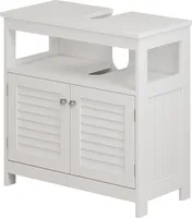 Vicco Waschbeckenunterschrank Riad, 60 x 60 cm mit 2 Türen und offenem Fach, Weiß/Weiß