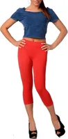 Leggings 3/4  Hoher Bund Baumwolle; Rot L/40