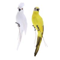 2 Stück Künstliche Papagei Ara Vogel Dekovogel mit Federn Gefiederter