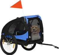 PawHut Hundeanhänger, klappbarer Fahrradanhänger für Hunde, Schnellspanner, wasserbeständig, Oxfordstoff, Stahl, 140 x 71 x 83 cm, Blau