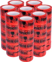 48 Rollen Paketklebeband leise abrollend PP Vorsicht Glas 50 mm x 66 m Packband