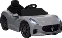 Samochód elektryczny dla dzieci AIYAPLAY 12V z pilotem zdalnego sterowania 2,4 GHz, 2 silniki, pojazd dla dzieci z klaksonem, diodą LED, muzyką, łagodnym startem, pojazd elektryczny z kołem pomocniczym, dla dzieci w wieku 3-5 lat, szary