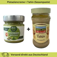 Pistaziencreme + Tahin für Dubai Schokolade, Antep Pistazien Creme, Fistik Kremasi, Chocolate, Fistik, Fistikci Sesampaste Tahini zutaten 200g + 300g