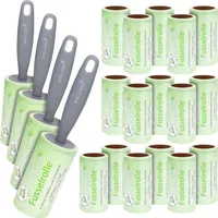 WELLGRO 20er Set Fusselrollen - 20 Rollen mit je 90 Blatt + 4 Abroller, 1800 diagonal perforierte Blätter für leichtes Abziehen
