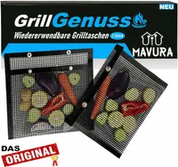 GrillGenuss Grilltasche BBQ Grillbeutel Grillkorb Grillgitter hitzebeständig 2er