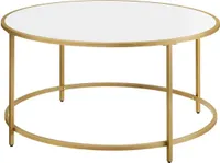 Runder Couchtisch, Gold & Weiß – 84 x 45,5 cm