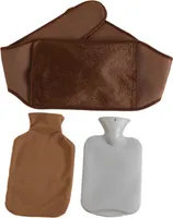 3-teiliges Set Wärmflasche mit Weichem Taillenbezug, Wärmflaschengürtel, Wärmbeutelbezug, Winterwarme Wärmflasche, Kaffee