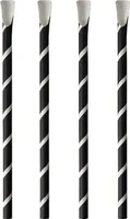 100 brček na pití se lžičkou, papír Ø 8 mm - 20 cm černá/bílá "Pruhy