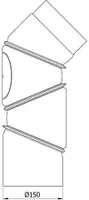 Ofenrohr Bogenknie 4tlg verstellbar 0-90° Ø150mm Senoth. schwarz m.T.