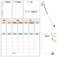 Magnetischer Planer für den Kühlschrank – Kalender & Aufgaben-Tafel + Stift und Einkaufslisten-Notizblock mit Magnet