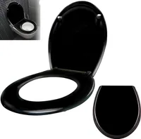 ACXIN WC Sitz mit Absenkautomatik Klodeckel mit Absenkautomatik aus Duroplast und Edelstahl, Antibakteriell, Leicht zu Reinigen, Abnehmbar (Schwarz)