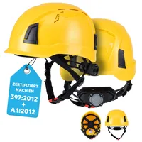 PRO FIT Arbeitsschutzhelm D!-Rock – Robuster Schutzhelm, Sicherheitshelm, Belüfteter Bauhelm, Anpassbares Kopfband & Kinnriemen, Arbeitshelm - Gelb