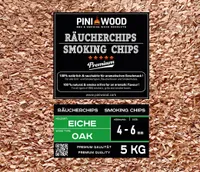 PINI 5 Kg Räucherchips Eiche 4-6 mm Smoking Chips Räucherspäne 18 Liter