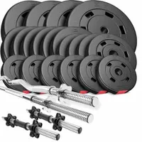 Hop-Sport Hantelset 105 kg 1x Langhantel-Stange, 1x SZ Curl-Stange, 2X Kurzhanteln, Gewichte 4x10kg / 6x5kg / 4x2,5kg / 6x1,25 kg