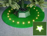F-H-S International Weihnachtsbaum Teppich mit Stern LED Beleuchtung Rund Timer Baumteppich Grün