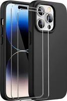 2in1 Schutz Cover Set für das Apple iPhone 16 Pro Max besteht aus 2x 9H Glas Folie Display Schutzfolie und 1x Silikon Case Schutzhülle - Hülle in Schwarz