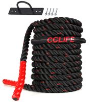 Schlachtseil Trainingsseil Sportseil Schlagseil 9m 15m Battle Ropes Schwungseil, Größe:12m schwarz-rote Seile. mit Halterung