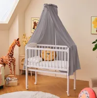 Betthimmel Grau I Deko Set für Babybett mit Himmelstange - 150 x 240 cm