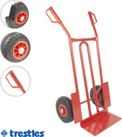 TRESTLES S01 Rot Sackkarre | Stahlgestänge | pannensicheres PolyurethanRad |  250 kg Tragkraft