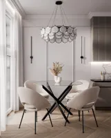BEIRA runder Tisch, 90 cm, Glasplatte Schwarz / Glastischplatte ohne Stühle