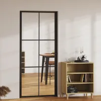vidaXL Drzwi wewnętrzne ESG szkło i aluminium 93x201,5 cm czarne